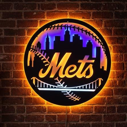 Mets Metal Wall Art – New York Baseball Fan Sign, Game Room Decor