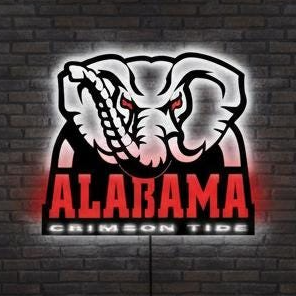 Alabama Crimson Tide Wall Art - University Logo Game Room Decor & Gift