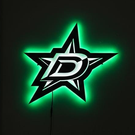 Dallas Stars Wall Art - Hockey Team Logo - Game Room Decor Gift