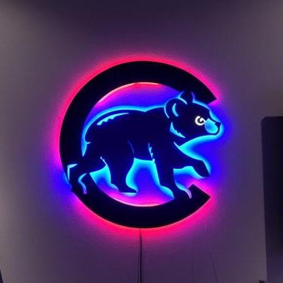 Chicago Cubs Wall Art - Team Logo Baseball Fan Gift, Man Cave Decor