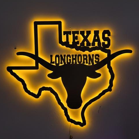 Texas Longhorns Wall Art - UT Hook Em Horns Logo Man Cave Decor