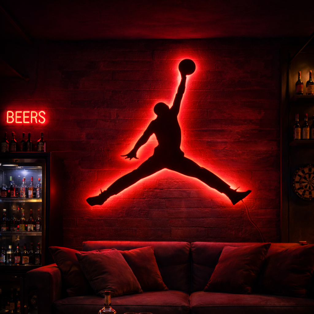 Michael Jordan Jumpman Metal Led Wall Sign, Gift for Boyfriend  Art, RGB Metal Wall Led Decor, Game Room Decor, NBA Legend Led Sign,