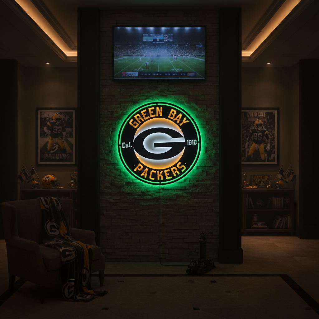 Green Bay Packers Wall Art - Classic Team Logo Game Room Decor Gift