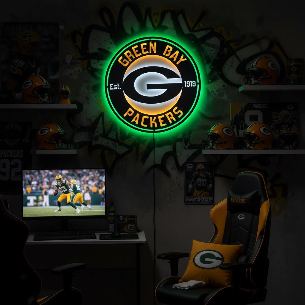 Green Bay Packers Wall Art - Classic Team Logo Game Room Decor Gift