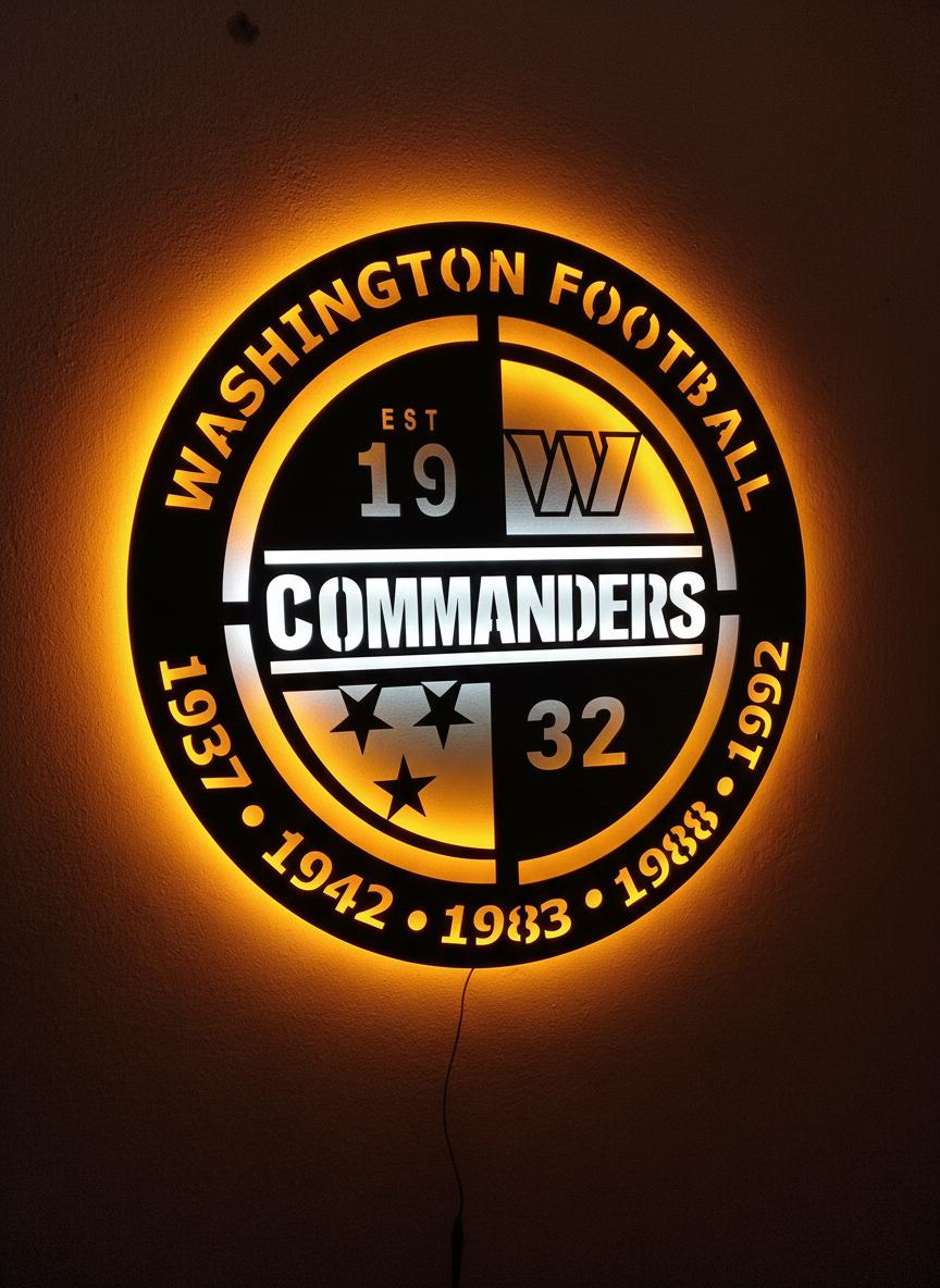 Washington Commanders Wall Art - NFL Team Logo Game Room Decor & Fan Gift