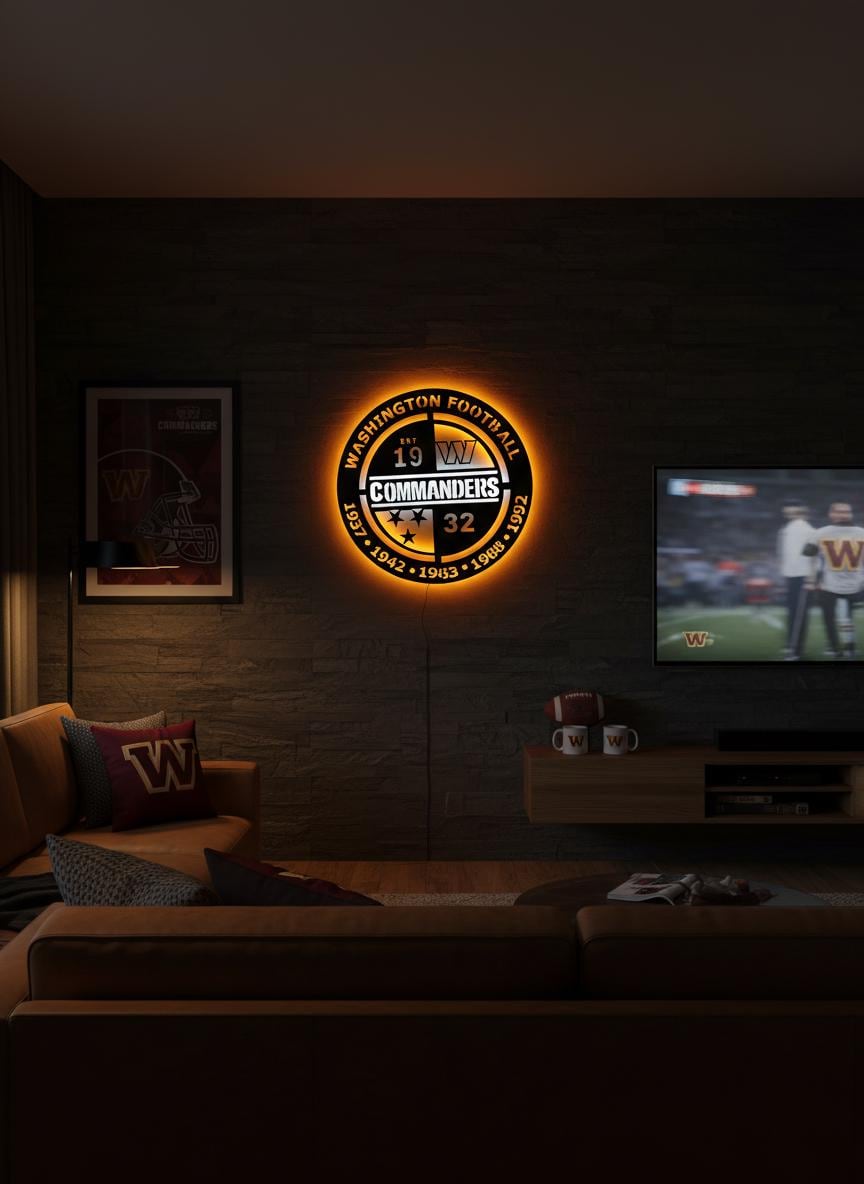 Washington Commanders Wall Art - NFL Team Logo Game Room Decor & Fan Gift