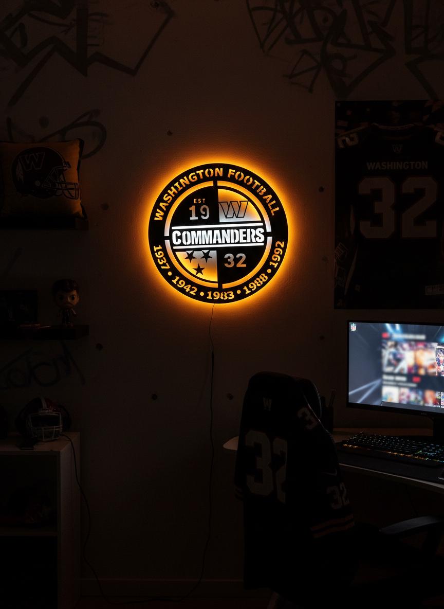 Washington Commanders Wall Art - NFL Team Logo Game Room Decor & Fan Gift