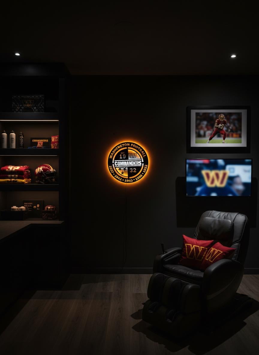 Washington Commanders Wall Art - NFL Team Logo Game Room Decor & Fan Gift