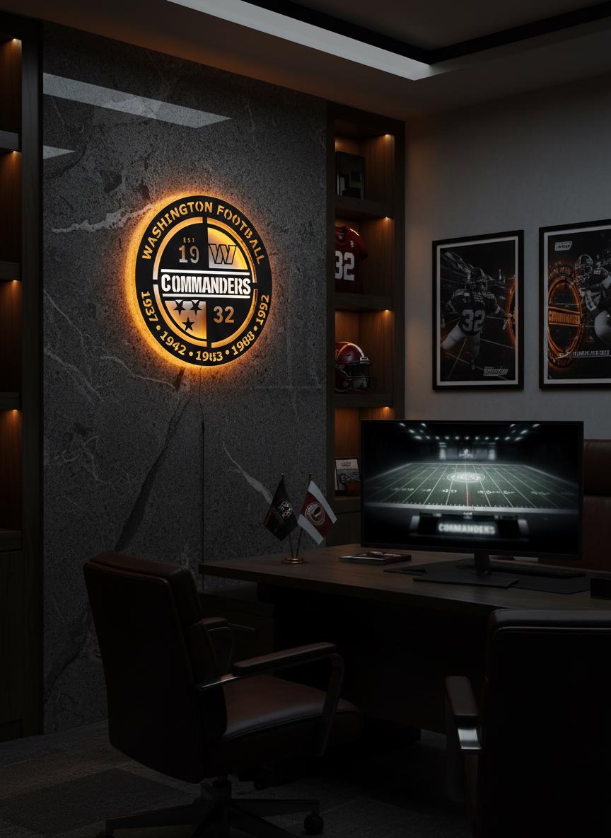 Washington Commanders Wall Art - NFL Team Logo Game Room Decor & Fan Gift