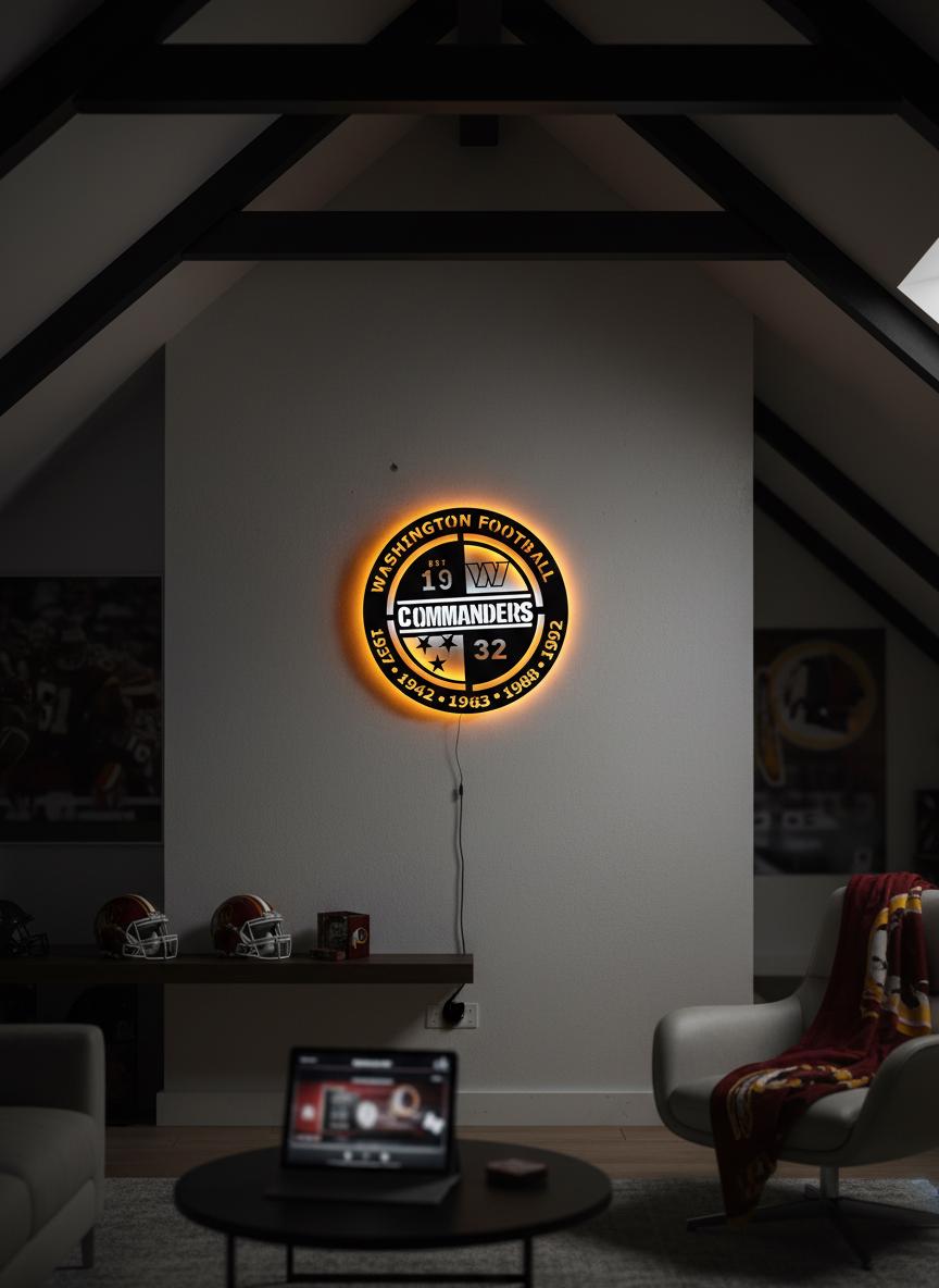 Washington Commanders Wall Art - NFL Team Logo Game Room Decor & Fan Gift