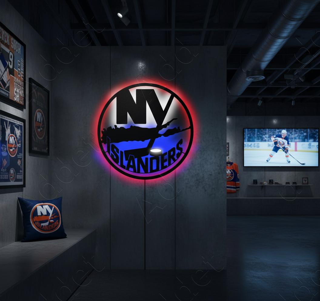 New York Islanders Wall Art - Team Logo Hockey Decor - NHL Game Room Gift