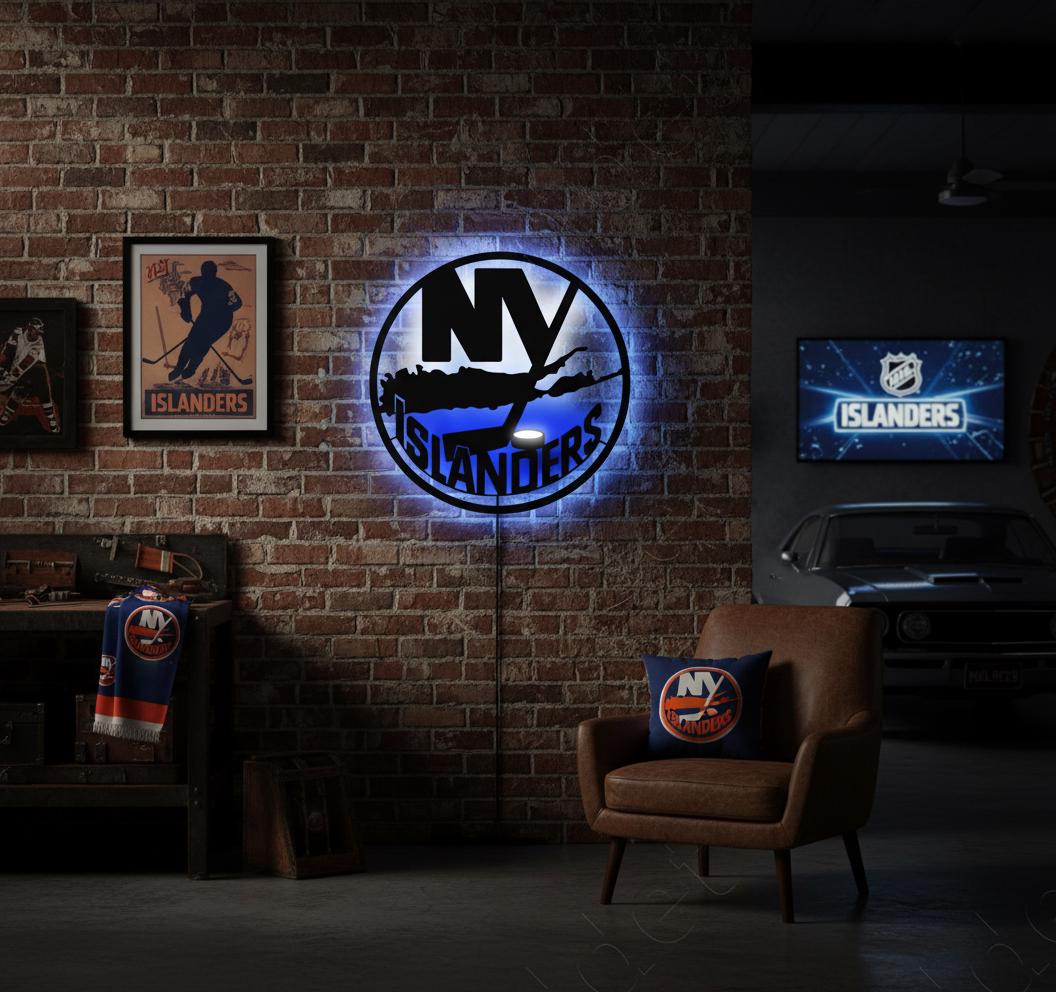 New York Islanders Wall Art - Team Logo Hockey Decor - NHL Game Room Gift