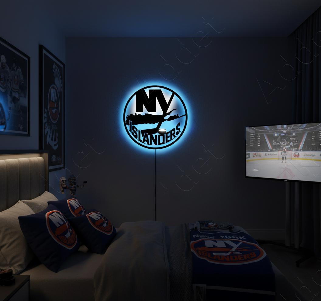 New York Islanders Wall Art - Team Logo Hockey Decor - NHL Game Room Gift