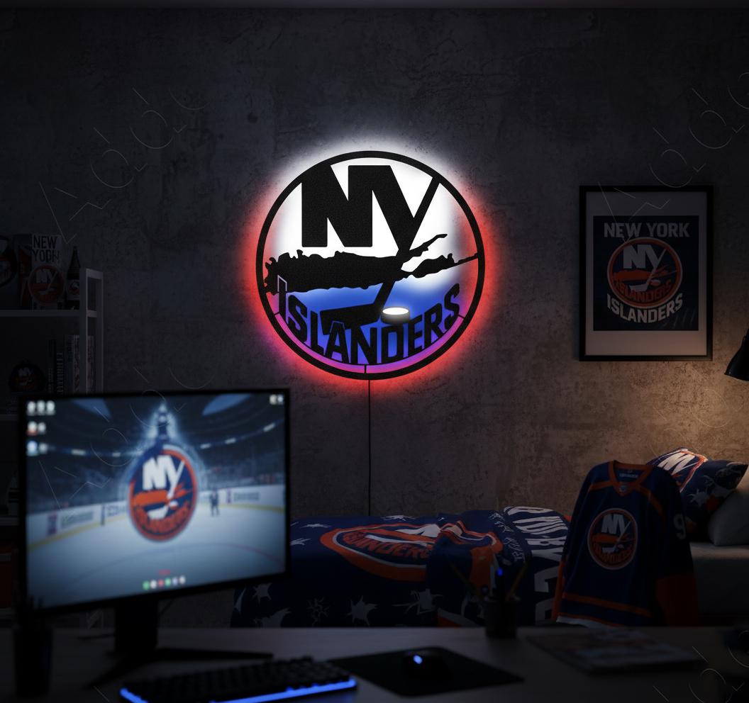 New York Islanders Wall Art - Team Logo Hockey Decor - NHL Game Room Gift