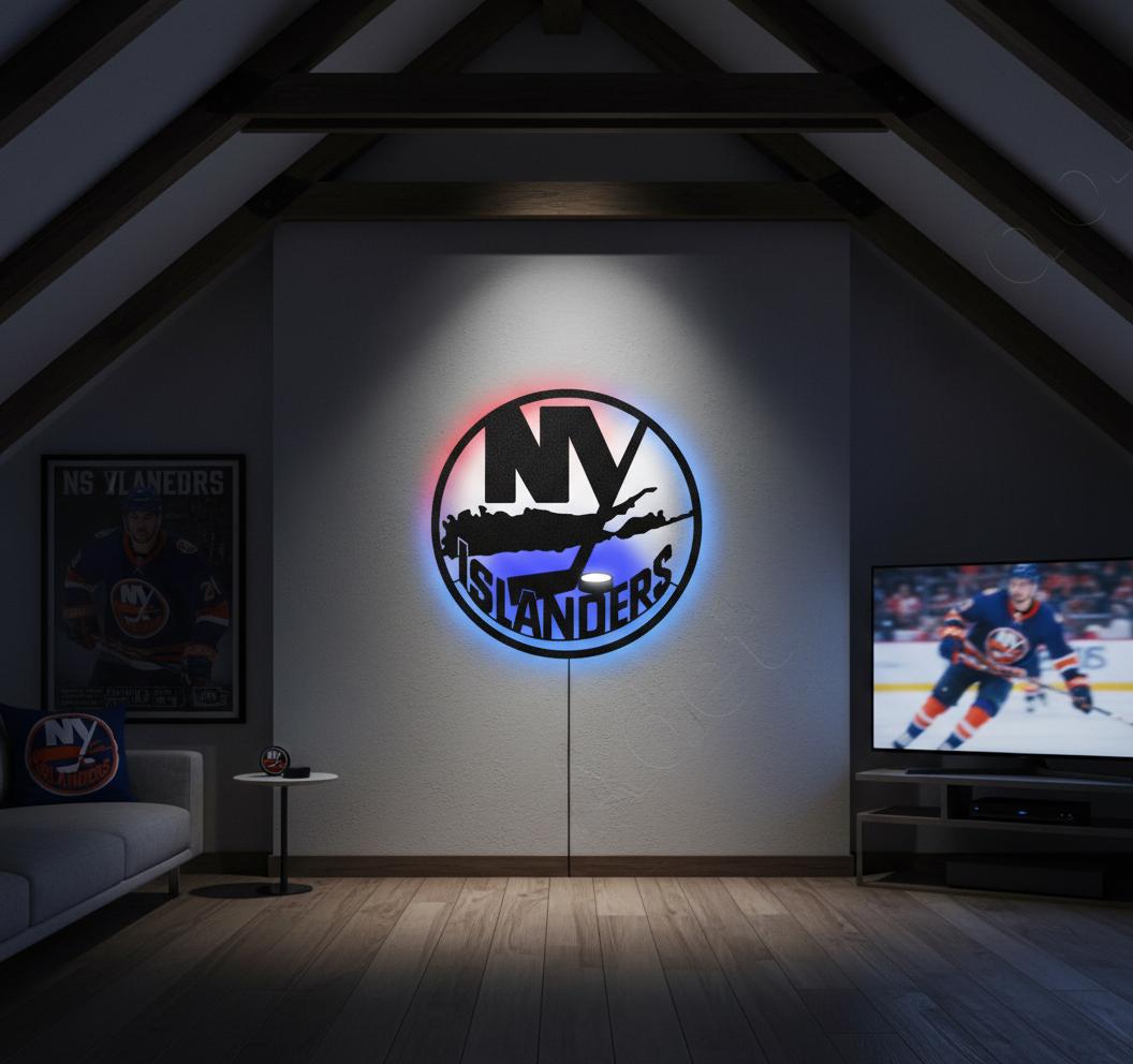 New York Islanders Wall Art - Team Logo Hockey Decor - NHL Game Room Gift
