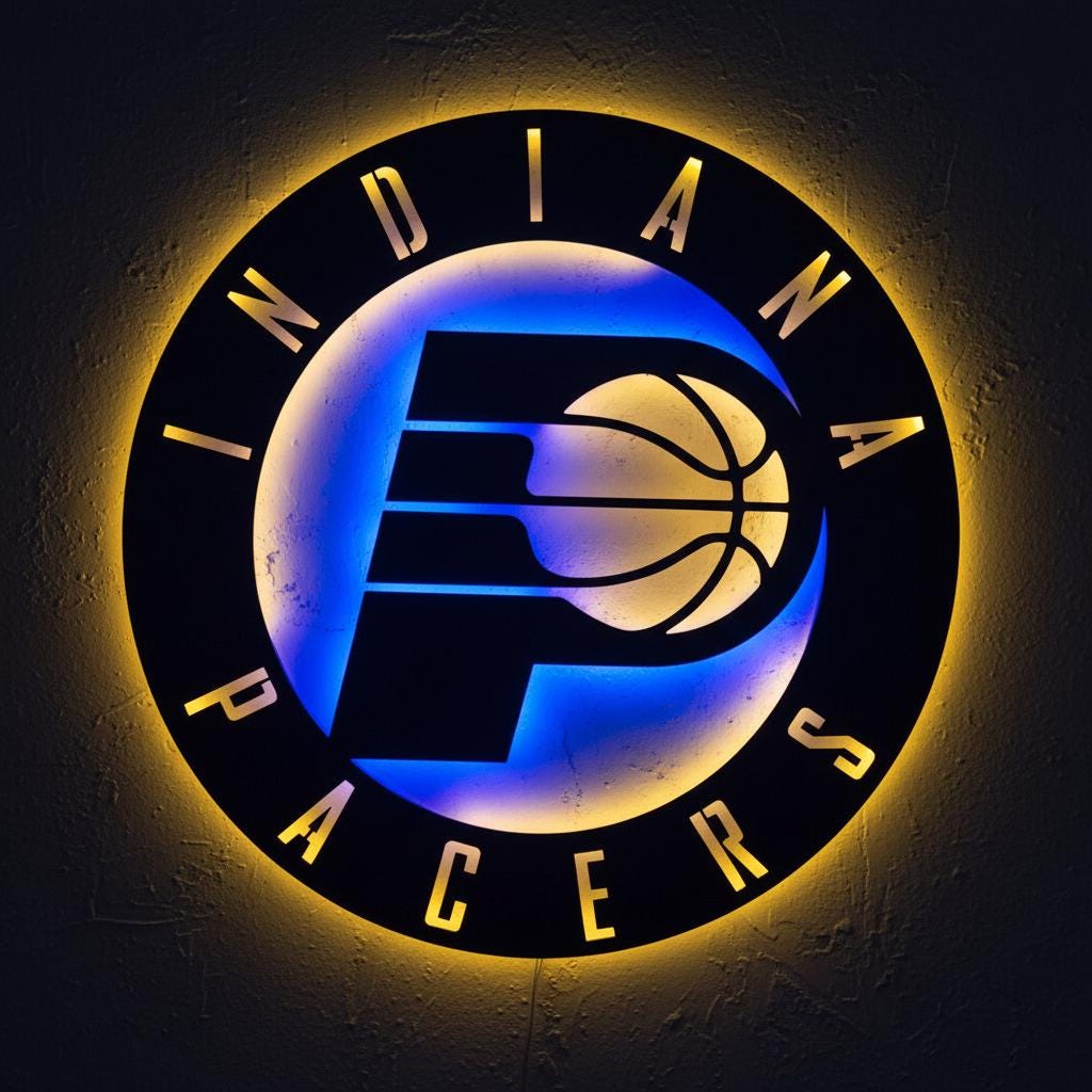 Indiana Pacers Wall Art - NBA Team Logo Basketball Game Room Decor