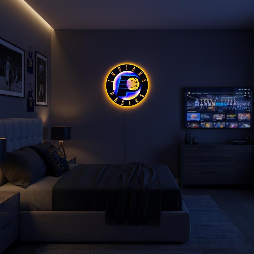 Indiana Pacers Wall Art - NBA Team Logo Basketball Game Room Decor