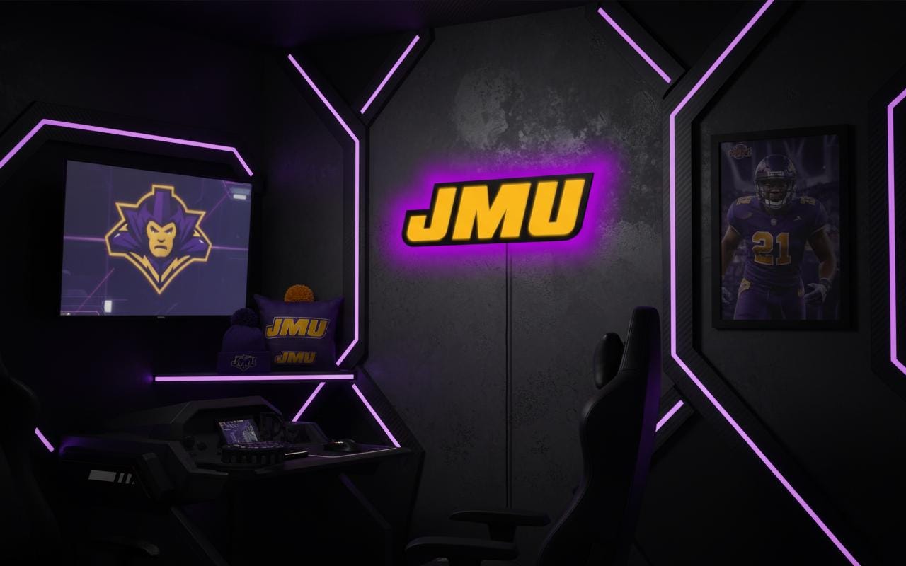JMU Wall Art - James Madison Dukes Logo Sign - University Dorm Room Decor