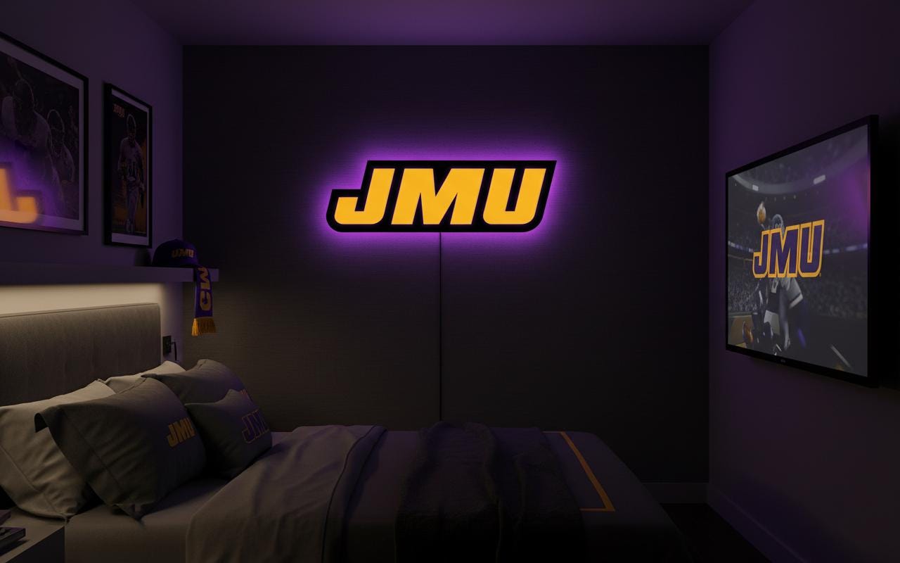 JMU Wall Art - James Madison Dukes Logo Sign - University Dorm Room Decor