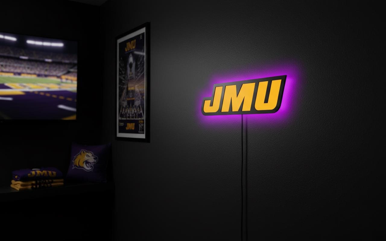 JMU Wall Art - James Madison Dukes Logo Sign - University Dorm Room Decor