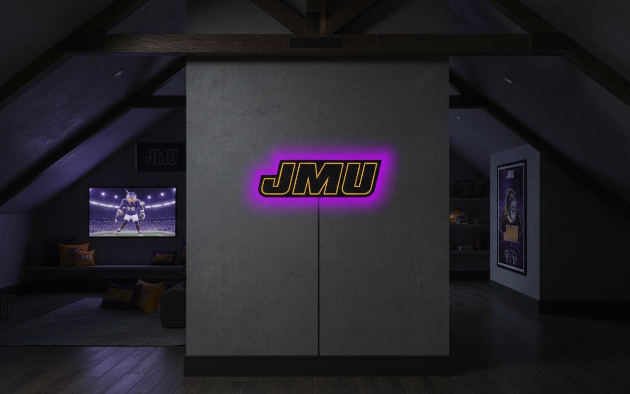 JMU Wall Art - James Madison Dukes Logo Sign - University Dorm Room Decor