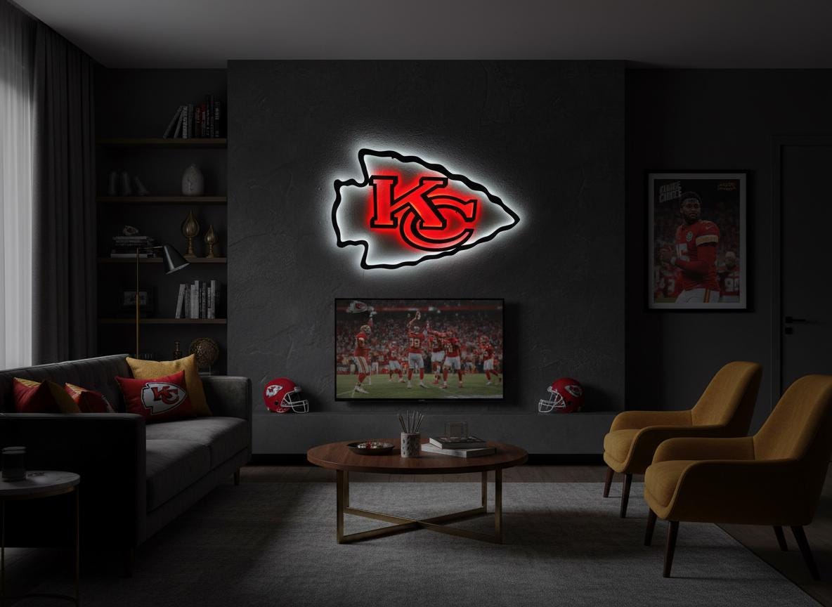 Kansas City Chiefs Steel Wall Art – Game Room Decor Sign