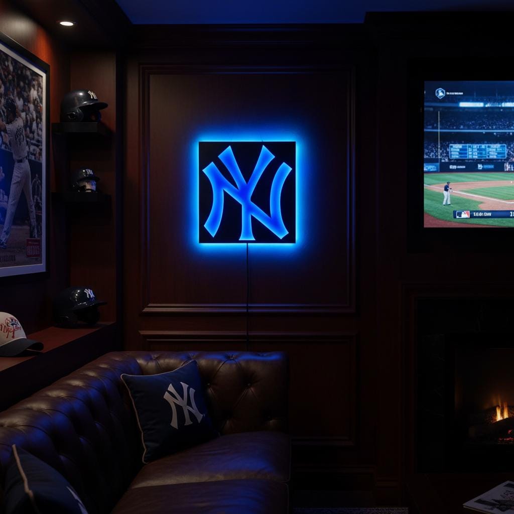 New York Yankees Wall Art - Baseball Team Logo - Game Room Decor Gift