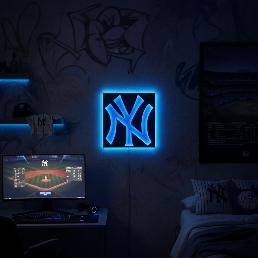 New York Yankees Wall Art - Baseball Team Logo - Game Room Decor Gift