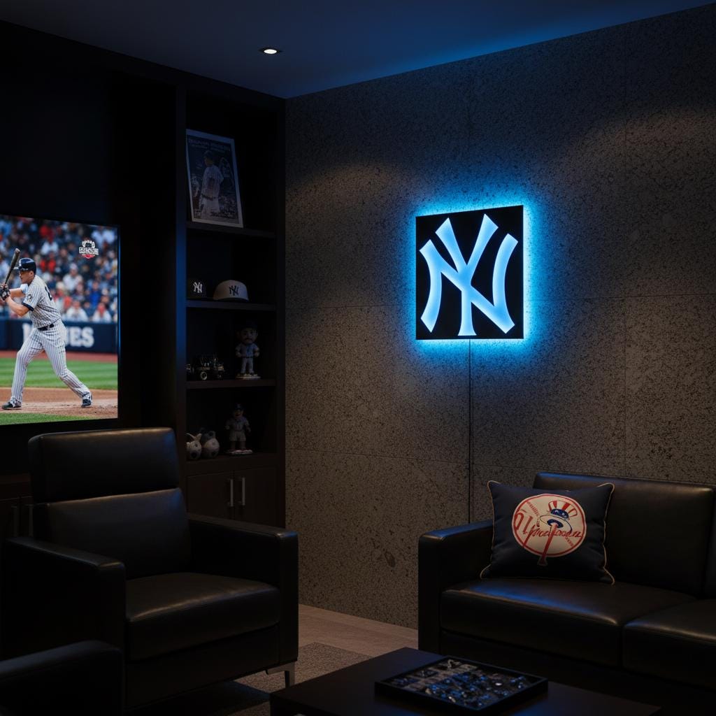 New York Yankees Wall Art - Baseball Team Logo - Game Room Decor Gift