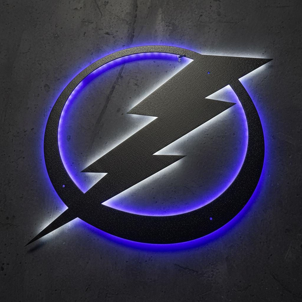 Tampa Bay Lightning Wall Art - NHL Hockey Team Logo Game Room Decor