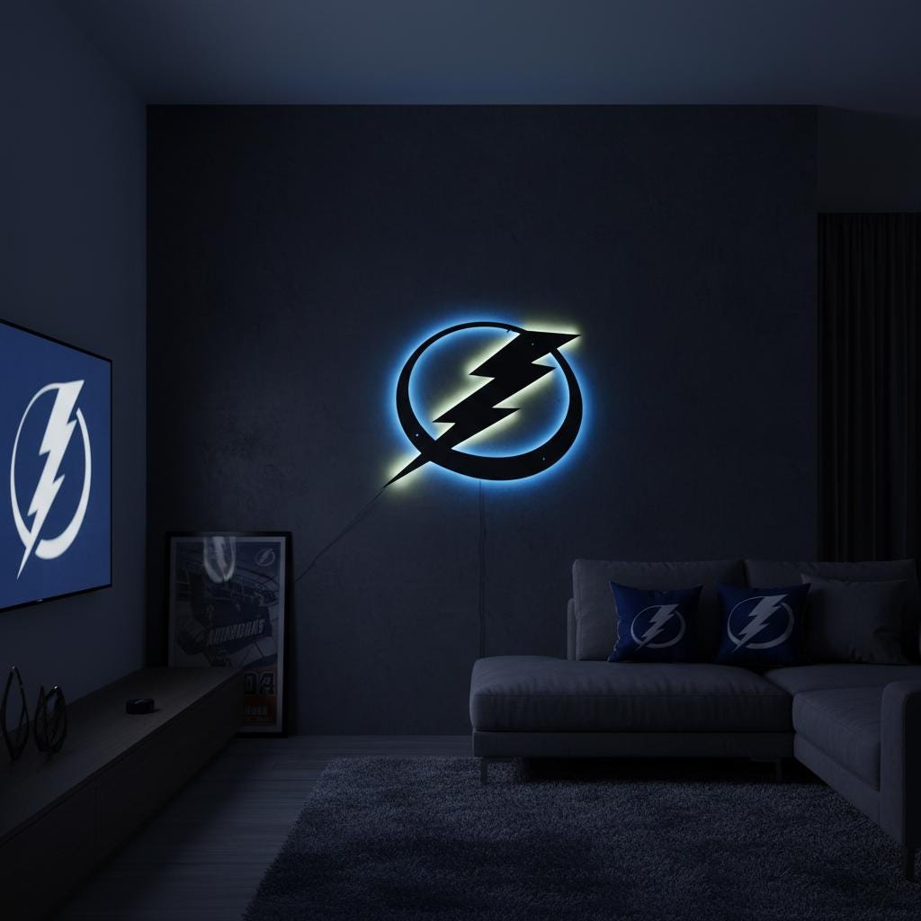 Tampa Bay Lightning Wall Art - NHL Hockey Team Logo Game Room Decor