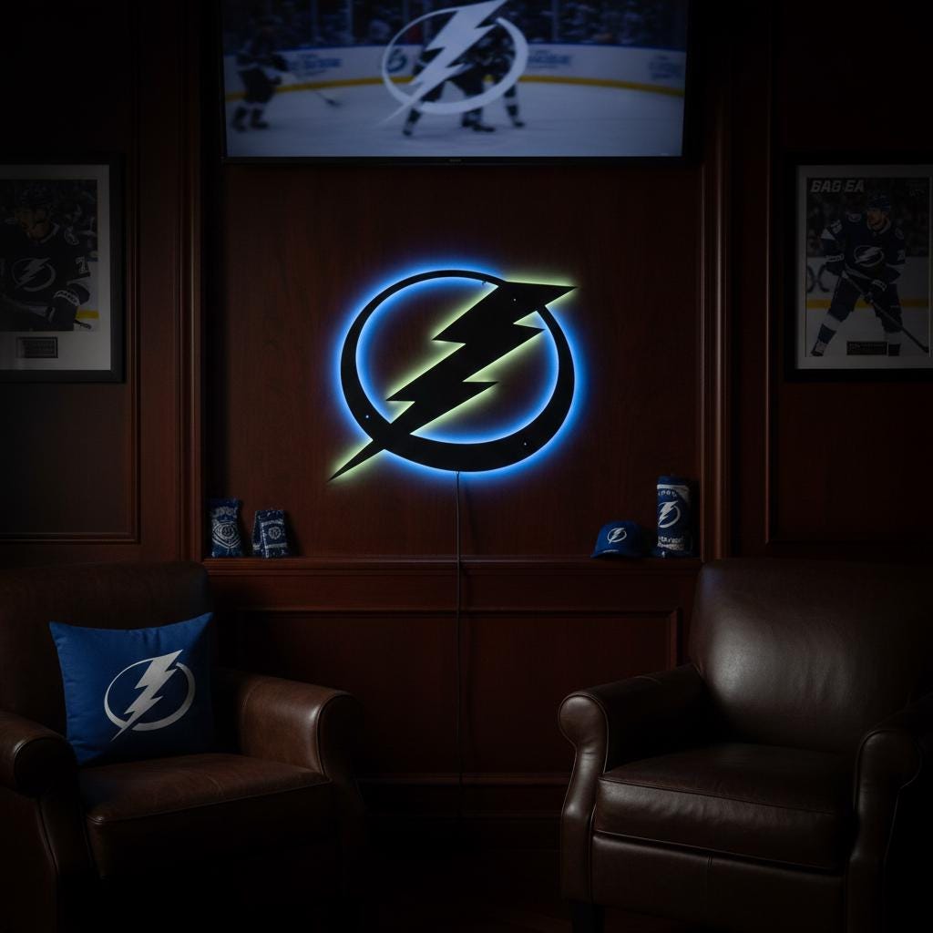 Tampa Bay Lightning Wall Art - NHL Hockey Team Logo Game Room Decor