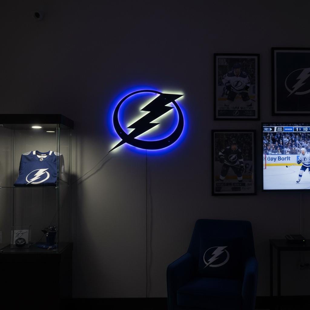Tampa Bay Lightning Wall Art - NHL Hockey Team Logo Game Room Decor
