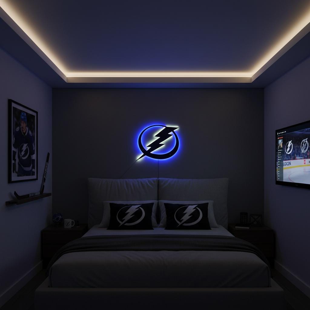 Tampa Bay Lightning Wall Art - NHL Hockey Team Logo Game Room Decor