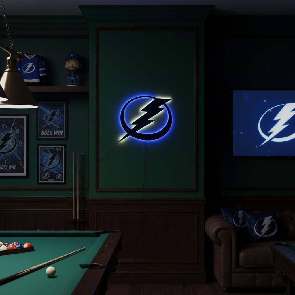 Tampa Bay Lightning Wall Art - NHL Hockey Team Logo Game Room Decor
