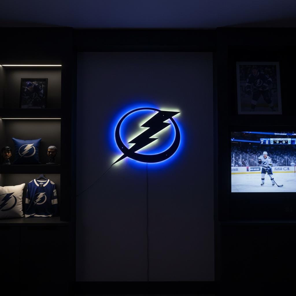 Tampa Bay Lightning Wall Art - NHL Hockey Team Logo Game Room Decor
