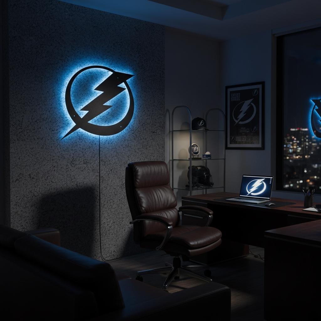 Tampa Bay Lightning Wall Art - NHL Hockey Team Logo Game Room Decor