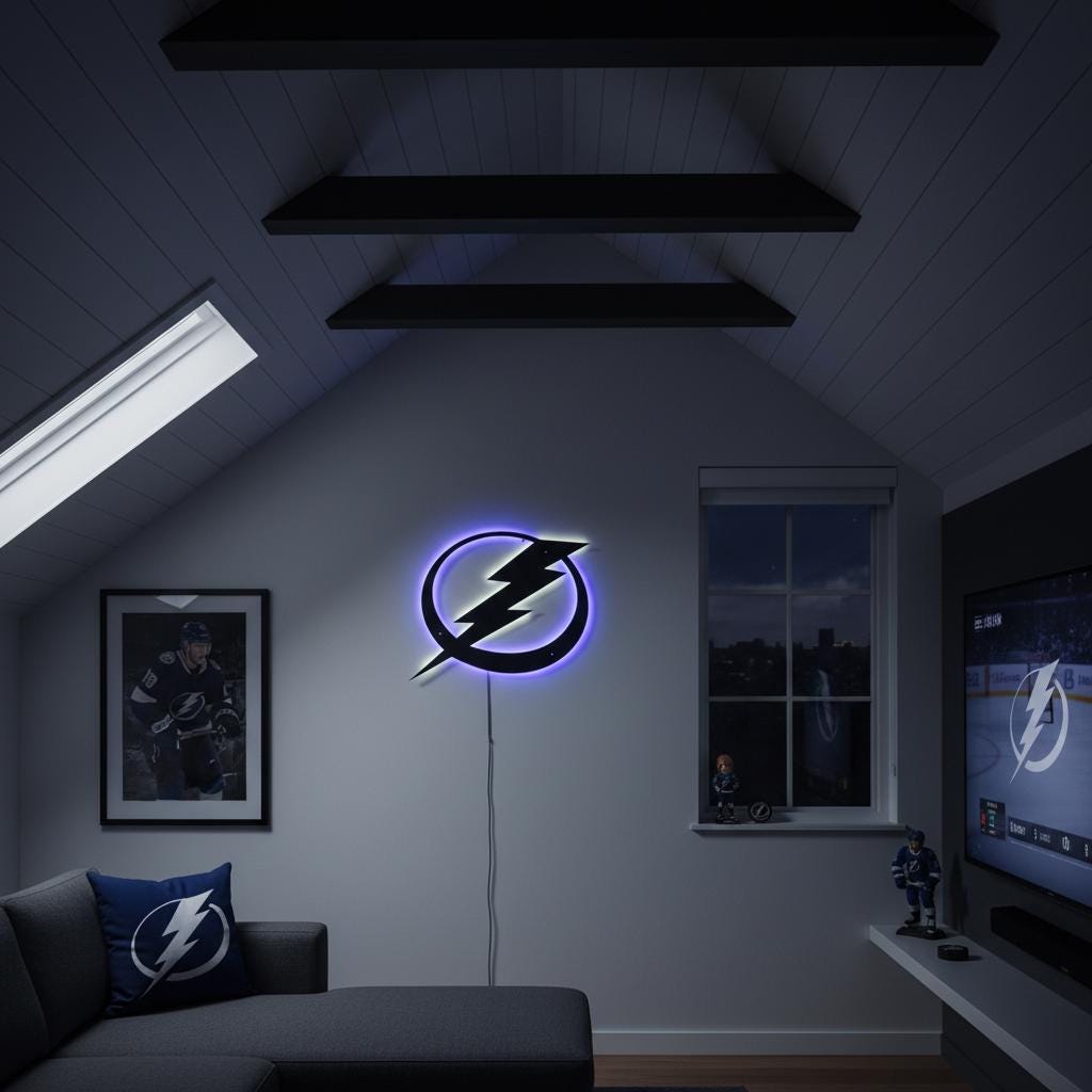 Tampa Bay Lightning Wall Art - NHL Hockey Team Logo Game Room Decor