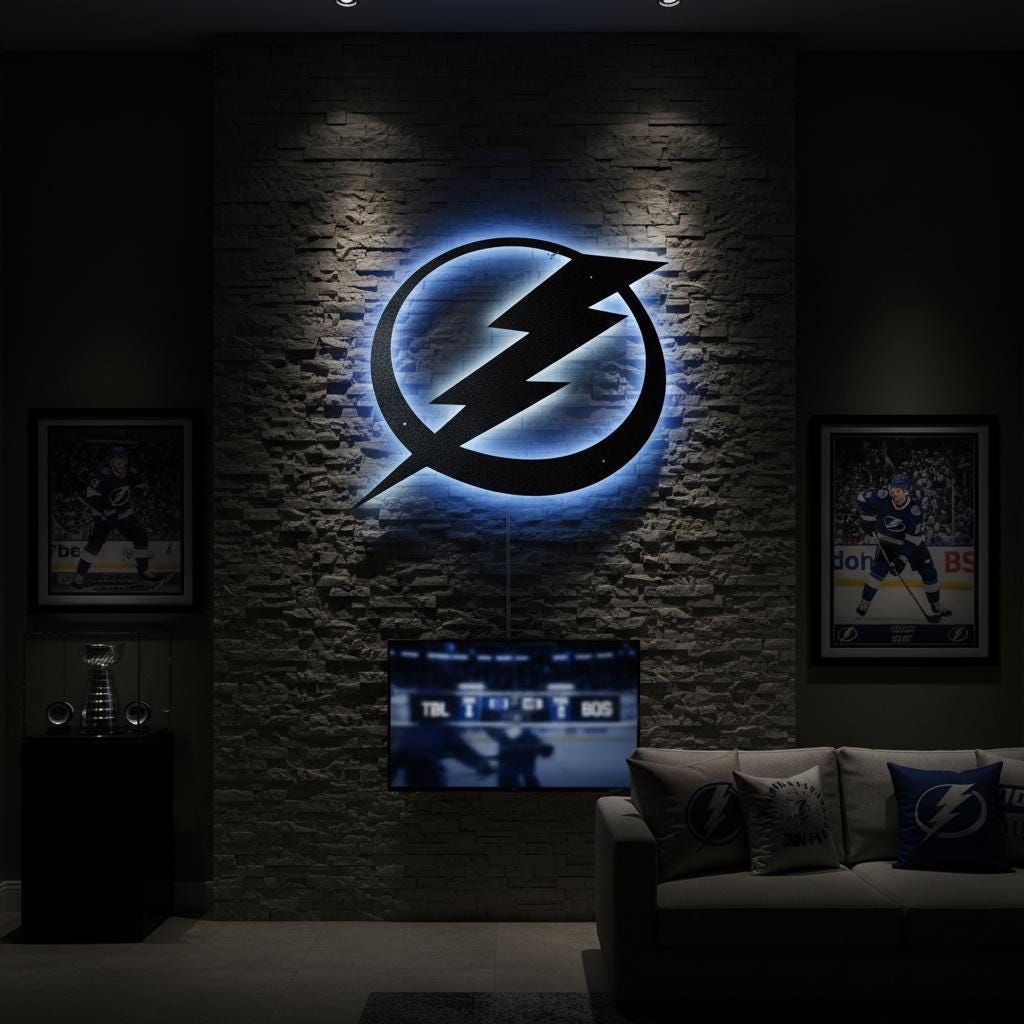 Tampa Bay Lightning Wall Art - NHL Hockey Team Logo Game Room Decor