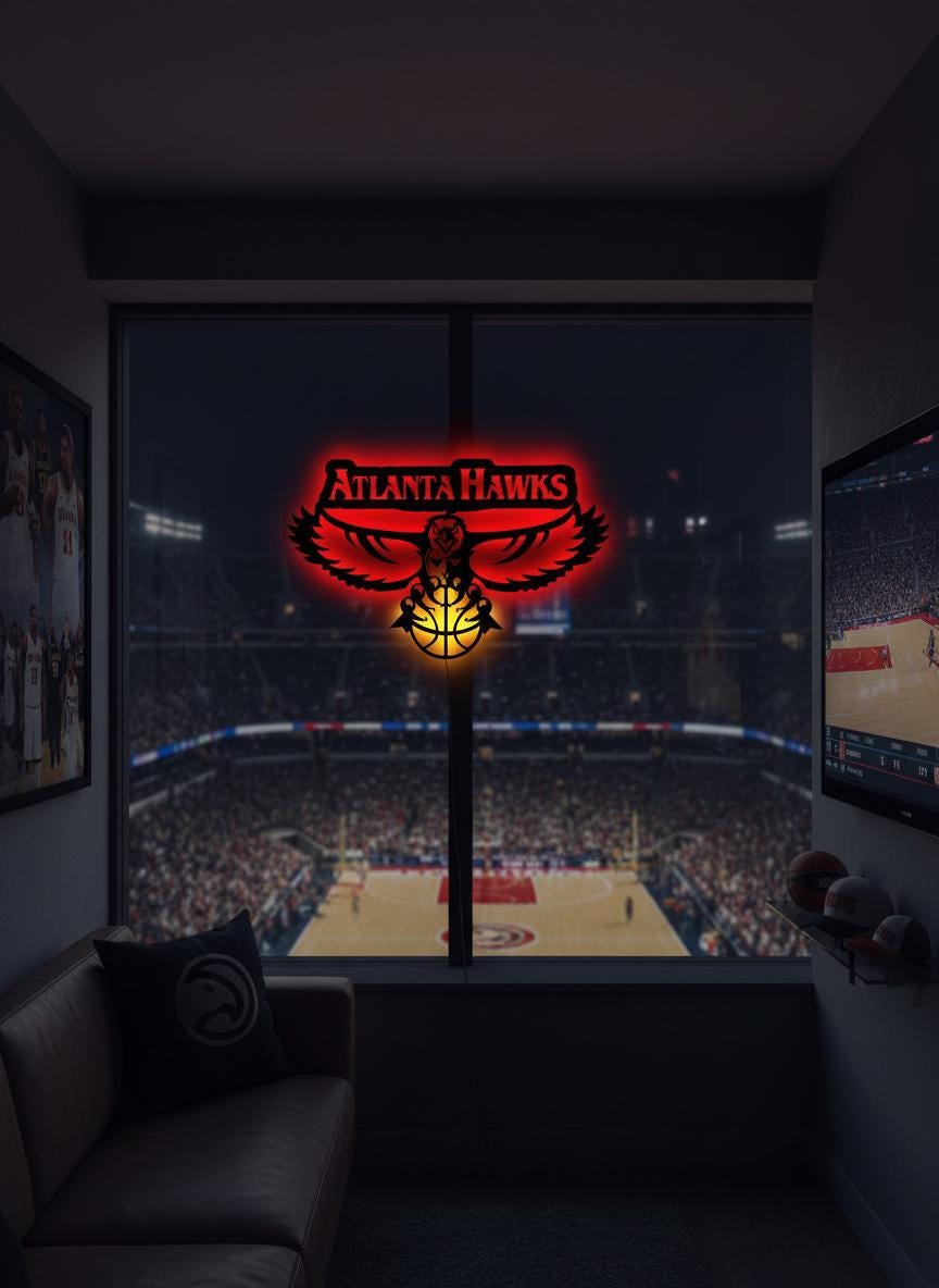 Atlanta Hawks Wall Art - Official Team Logo Basketball Game Room Decor