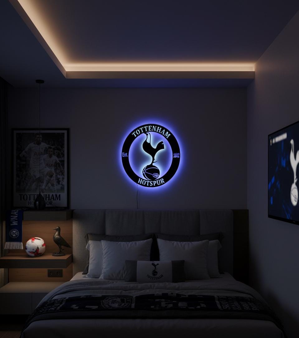 Tottenham Wall Art - Spurs Team Logo Football Club Decor - Game Room Gift