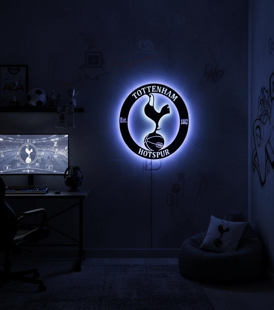 Tottenham Wall Art - Spurs Team Logo Football Club Decor - Game Room Gift