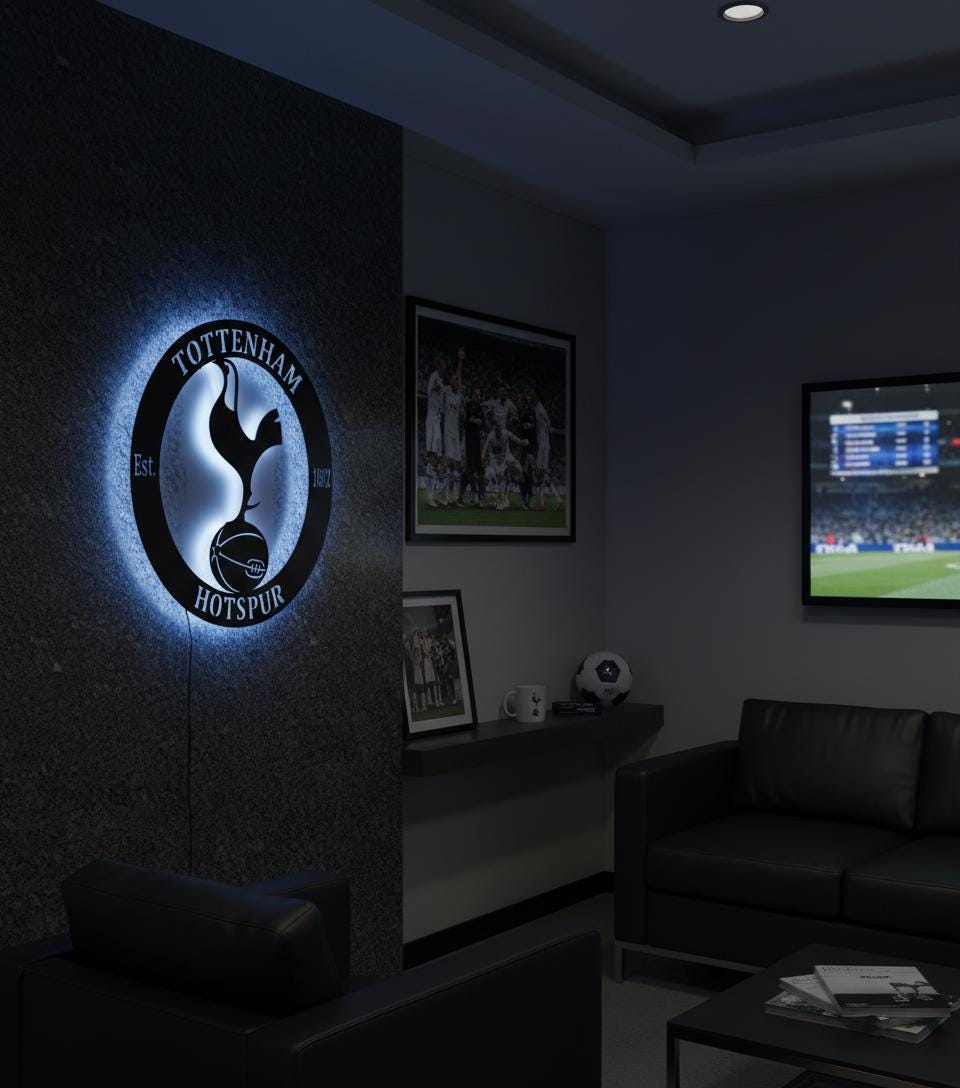 Tottenham Wall Art - Spurs Team Logo Football Club Decor - Game Room Gift