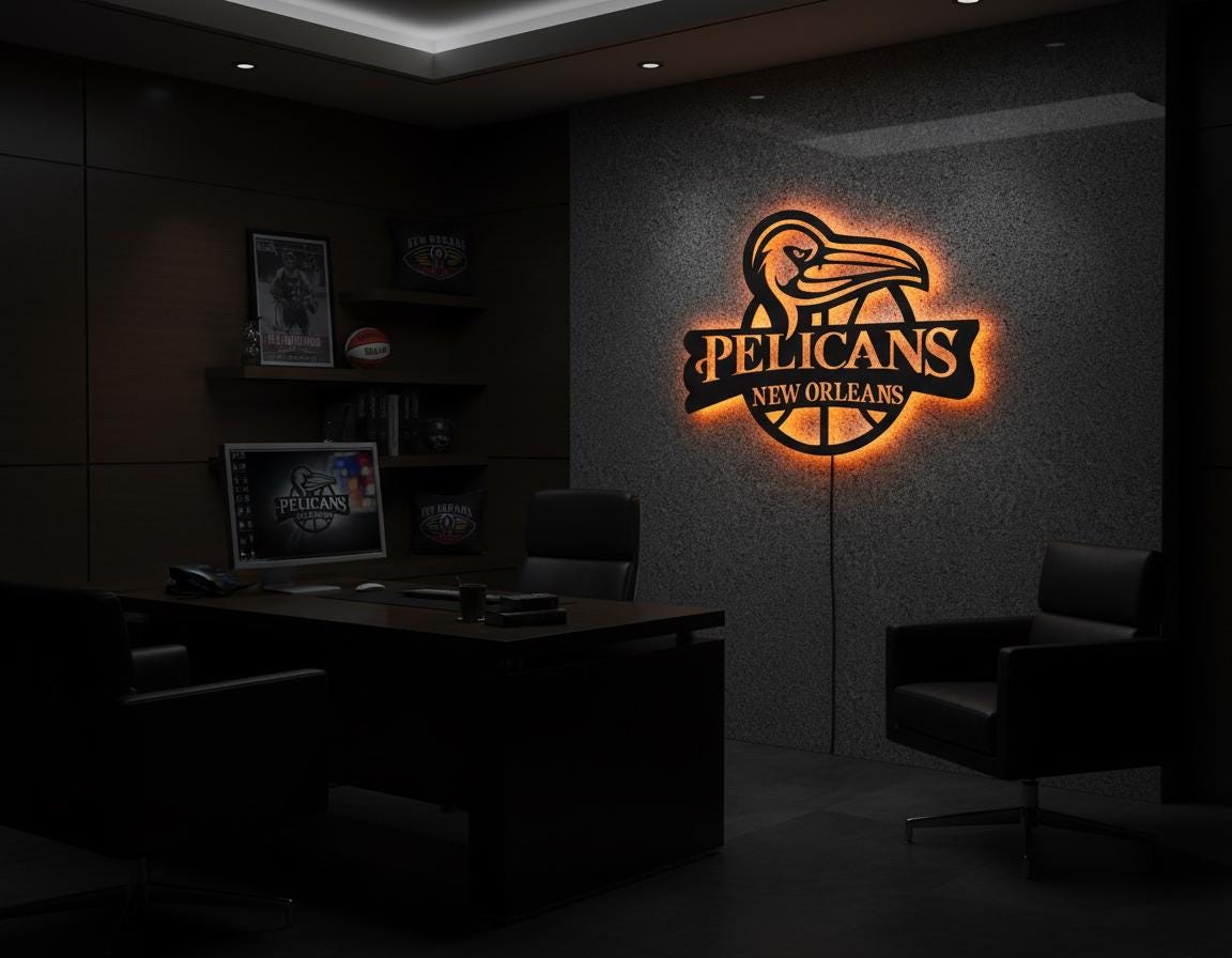 Pelicans Wall Art - NBA Team Logo - New Orleans Basketball Fan Game Room Decor