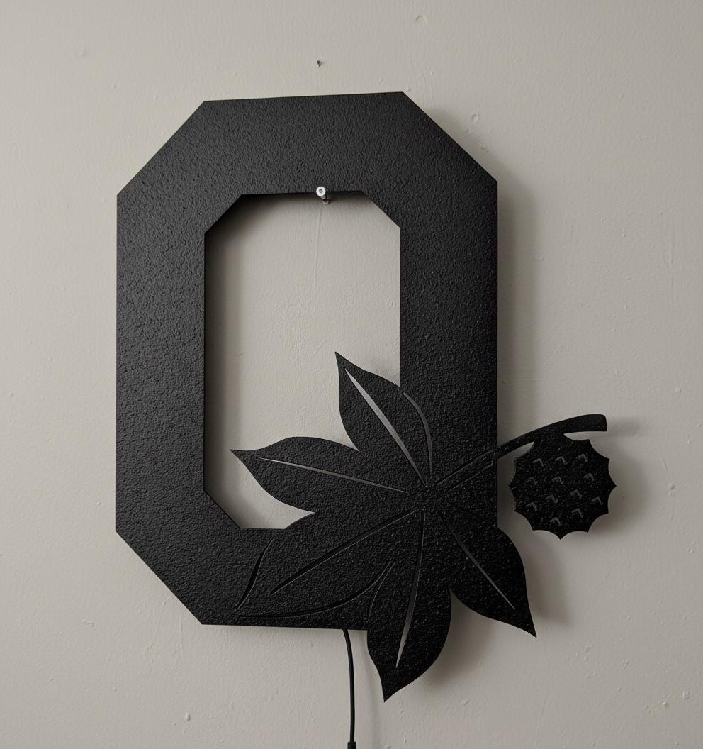 Ohio State Wall Art - Buckeyes Team Logo Illuminated Game Room Decor