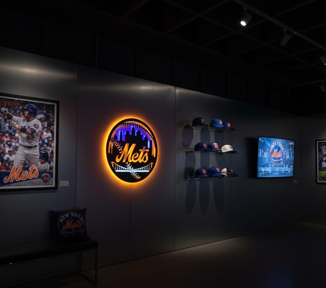 Mets Metal Wall Art – New York Baseball Fan Sign, Game Room Decor