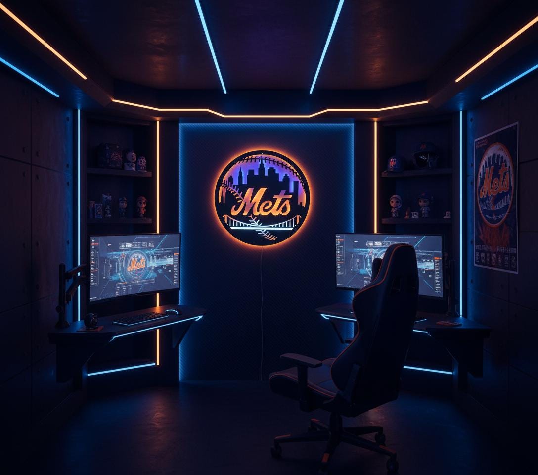 Mets Metal Wall Art – New York Baseball Fan Sign, Game Room Decor