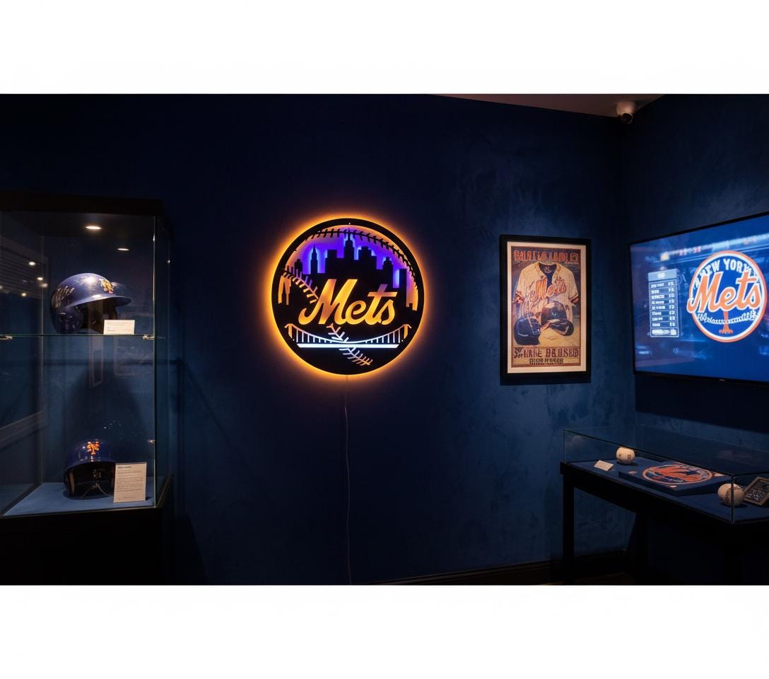 Mets Metal Wall Art – New York Baseball Fan Sign, Game Room Decor