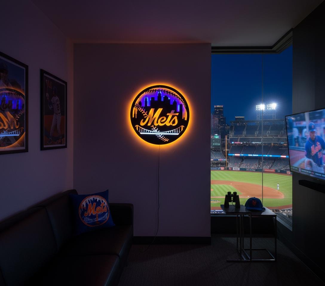 Mets Metal Wall Art – New York Baseball Fan Sign, Game Room Decor