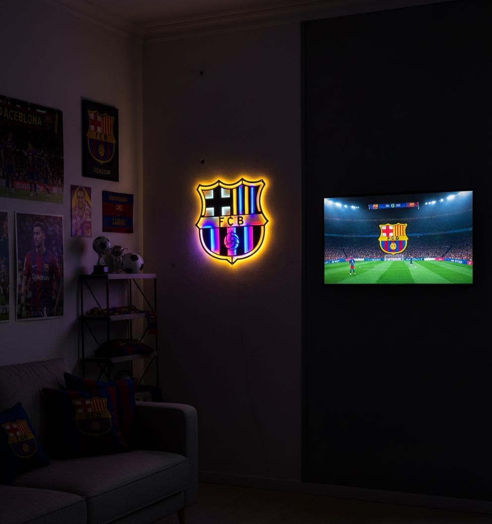 FC Barcelona Wall Art - Official Team Logo Soccer Fan Decor Game Room Gift